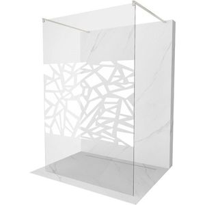 MEXEN/S Kioto samostatně stojící sprchová zástěna 100 x 200, bílý vzor 8 mm, nikl kartáčovaná 800-100-002-97-85 obraz