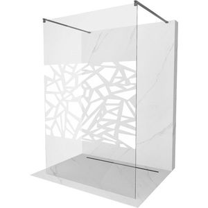 MEXEN/S Kioto samostatně stojící sprchová zástěna 110 x 200, bílý vzor 8 mm, kartáčováný grafit 800-110-002-66-85 obraz