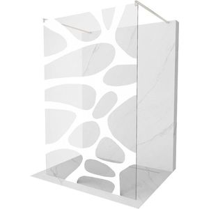 MEXEN/S Kioto samostatně stojící sprchová zástěna 110 x 200, bílý vzor 8 mm, nikl kartáčovaná 800-110-002-97-97 obraz