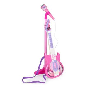 MULTISTORE Dětská elektrická kytara se stojanem a mikrofonem Deciz růžová obraz