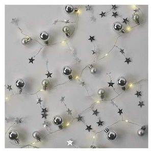 EMOS LED vánoční girlanda Stříbrné koule s hvězdami 1, 9 m teplá bílá obraz