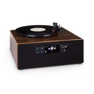 Auna Connect Vinyl Cube, gramofon, 40 W max., internet/DAB+/FM, USB, hnědý obraz