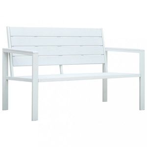 Zahradní lavice 120 cm HDPE bílá dřevěný vzhled obraz