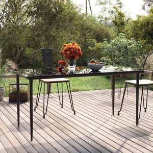 Zahradní jídelní stůl černý 160x80x74 cm ocel a tvrzené sklo obraz