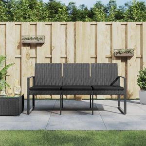 3místná zahradní lavice s poduškami tmavě šedá PP ratan obraz