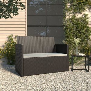 Zahradní lavice s poduškami černá 105 cm polyratan obraz