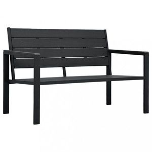 Zahradní lavice 120 cm HDPE černá dřevěný vzhled obraz
