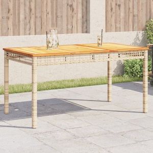 Zahradní stůl béžový 140 x 80 x 75 cm polyratan akáciové dřevo obraz