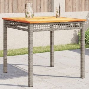 Zahradní stůl šedý 80 x 80 x 75 cm polyratan akáciové dřevo obraz