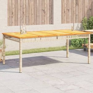 Zahradní stůl béžový 180 x 90 x 75 cm polyratan akáciové dřevo obraz