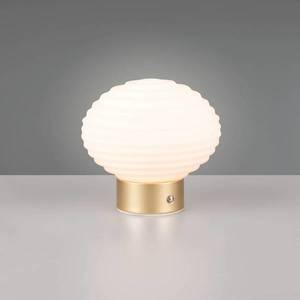 Reality Leuchten Nabíjecí stolní lampa Earl LED, mosaz/opál, výška 14, 5 cm, sklo obraz