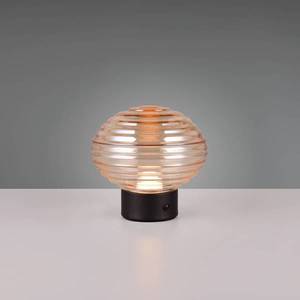 Reality Leuchten Nabíjecí stolní lampa Earl LED, černá/jantarová, výška 14, 5 cm, sklo obraz