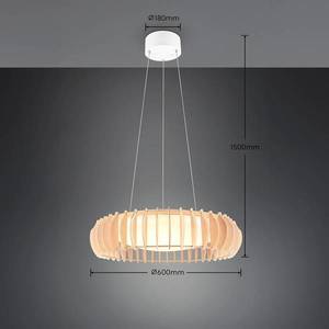 Reality Leuchten Závěsná lampa Monte LED, Ø 60 cm, světlé dřevo, dřevo, CCT obraz