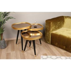 SADA 3x Odkládací stolek ALYS zlatá/černá obraz