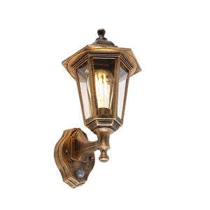 Klasické venkovní nástěnné svítidlo starožitné zlaté s pohybovým senzorem - New Haven obraz