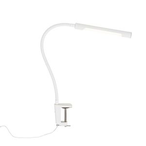 Upínací stolní lampa bílá včetně LED s dotykovým stmívačem - Lionard obraz