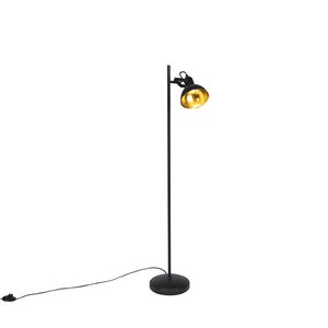Průmyslová stojací lampa černá se zlatým 1 světlem - Tommy obraz