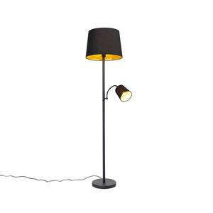 Chytrá stojací lampa černá se zlatou vč. WiFi A60 a E14 - Retro obraz