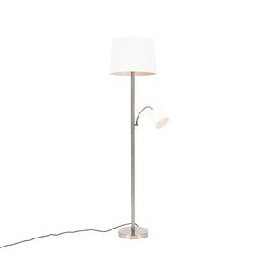 Chytrá stojací lampa ocelová s bílým stínidlem vč. WiFi A60 a E14 - Retro obraz