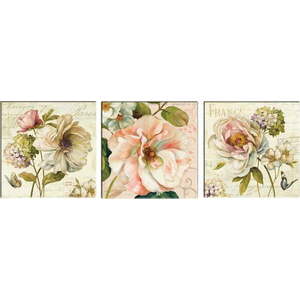 Sada 3 obrazů Tablo Center Vintage Flowers obraz