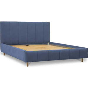 Modrá čalouněná dvoulůžková postel s úložným prostorem a roštem 160x200 cm Zee – Scandic obraz