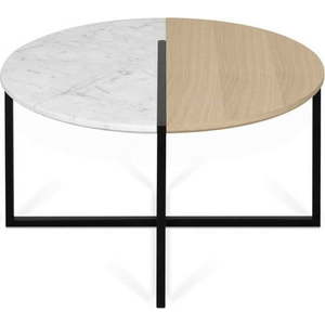 Konferenční stolek s deskou z dubového dřeva a mramoru TemaHome Sonata, ø 80 cm obraz