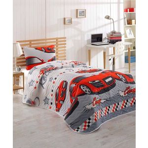 L'essentiel Dětský bavlněný přehoz přes postel a povlak na polštář Cars 160x220 cm červeno-šedý obraz