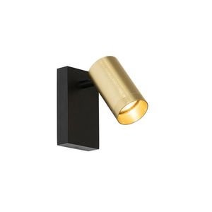 Nástěnné svítidlo černé se zlatým nastavitelným vypínačem - Jeana Luxe obraz