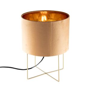Moderní stolní lampa žlutá se zlatem - Rosalina obraz