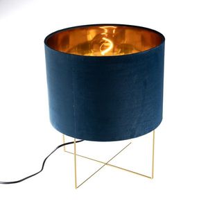 Moderní stolní lampa modrá se zlatou - Rosalina obraz