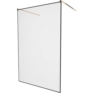 MEXEN/S KIOTO samostatně stojící sprchová zástěna 110 x 200, transparent/černá vzor 8 mm, růžové zlato 800-110-002-60-70 obraz