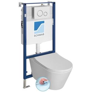 SAPHO Závěsné WC AVVA Rimless s podomítkovou nádržkou a tlačítkem Schwab, bílá 100314-SET5 obraz