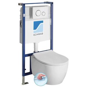 SAPHO Závěsné WC SENTIMENTI Rimless s podomítkovou nádržkou a tlačítkem Schwab, bílá 10AR02010SV-SET5 obraz