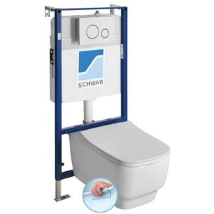 SAPHO Závěsné WC BELLO Rimless s podomítkovou nádržkou a tlačítkem Schwab, bílá 100214-SET5 obraz