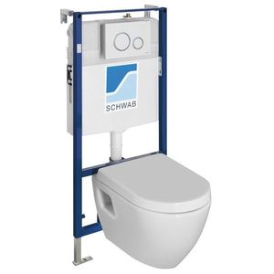 SAPHO Závěsné WC NERA s podomítkovou nádržkou a tlačítkem Schwab, bílá NS952-SET5 obraz