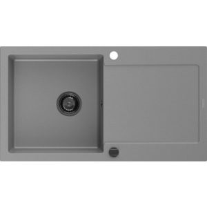 MEXEN/S Leo granitový dřez 1 s odkapávačem 900x500 mm, šedá, + sifon grafit 6501901010-71-B obraz