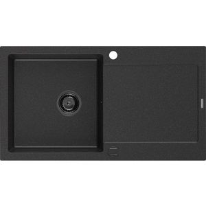 MEXEN/S Leo granitový dřez 1-miska s odkapávačem 900 x 500 mm, černá/stříbrná 6501901010-73-B obraz
