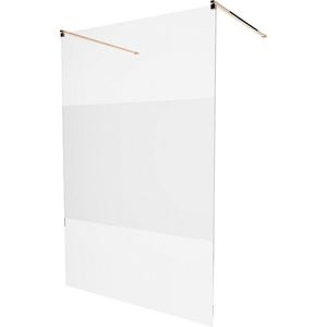 MEXEN/S KIOTO samostatně stojící sprchová zástěna 110 x 200, transparent/matné sklo 8 mm, růžové zlato 800-110-002-60-35 obraz