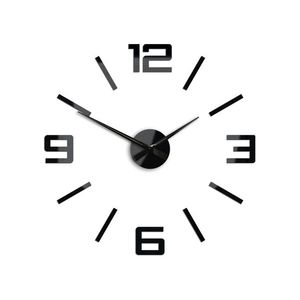Moderní nástěnné hodiny SILVER XL BLACK (nalepovací hodiny na stěnu) obraz