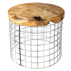 Přístavný stolek TRIEN 1 teakové dřevo/kov, průměr 50 cm obraz