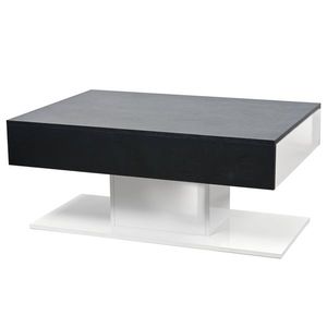 Konferenční stolek QUADRO dub černý/bílá obraz