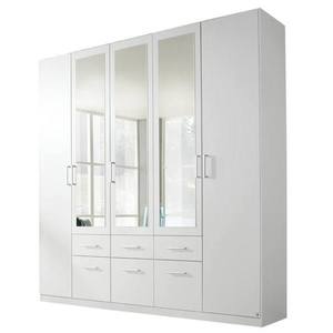 Šatní skříň BAYLEE alpská bílá, 5 dveří, 3 zrcadla obraz
