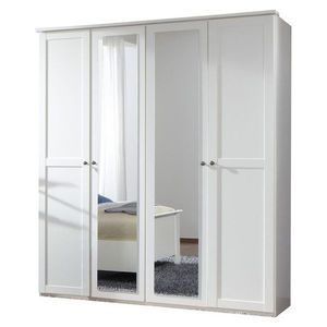 Šatní skříň CHASE bílá, 4 dveře, 2 zrcadla obraz