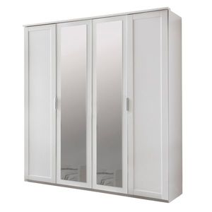 Šatní skříň NATHAN bílá, 4 dveře, 2 zrcadla obraz