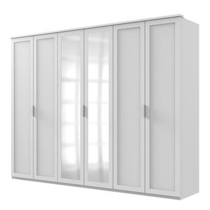 Šatní skříň NATHAN bílá, 6 dveří, 2 zrcadla obraz