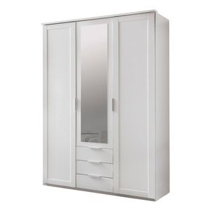 Šatní skříň NATHAN bílá, 3 dveře, 1 zrcadlo obraz