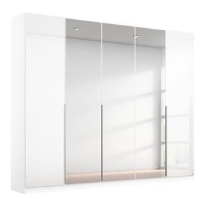 Šatní skříň ARIANNA alpská bílá/vysoký lesk, 5 dveří, 3 zrcadla obraz