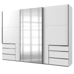 Šatní skříň ELIOT bílá, 3 dveře, zrcadlo obraz