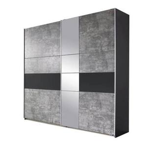 Šatní skříň CADENCE I imitace betonu/tmavě šedá, šířka 218 cm obraz