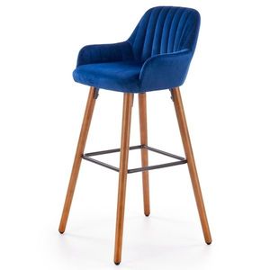 Barová židle JUANA ořech/tmavě modrá obraz